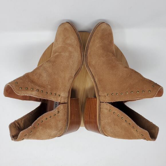 Steve Madden Lyz Ankle Boots‎ Womens 9 Brown Suede Studded Western Cut Out Side - Picture 10 of 12